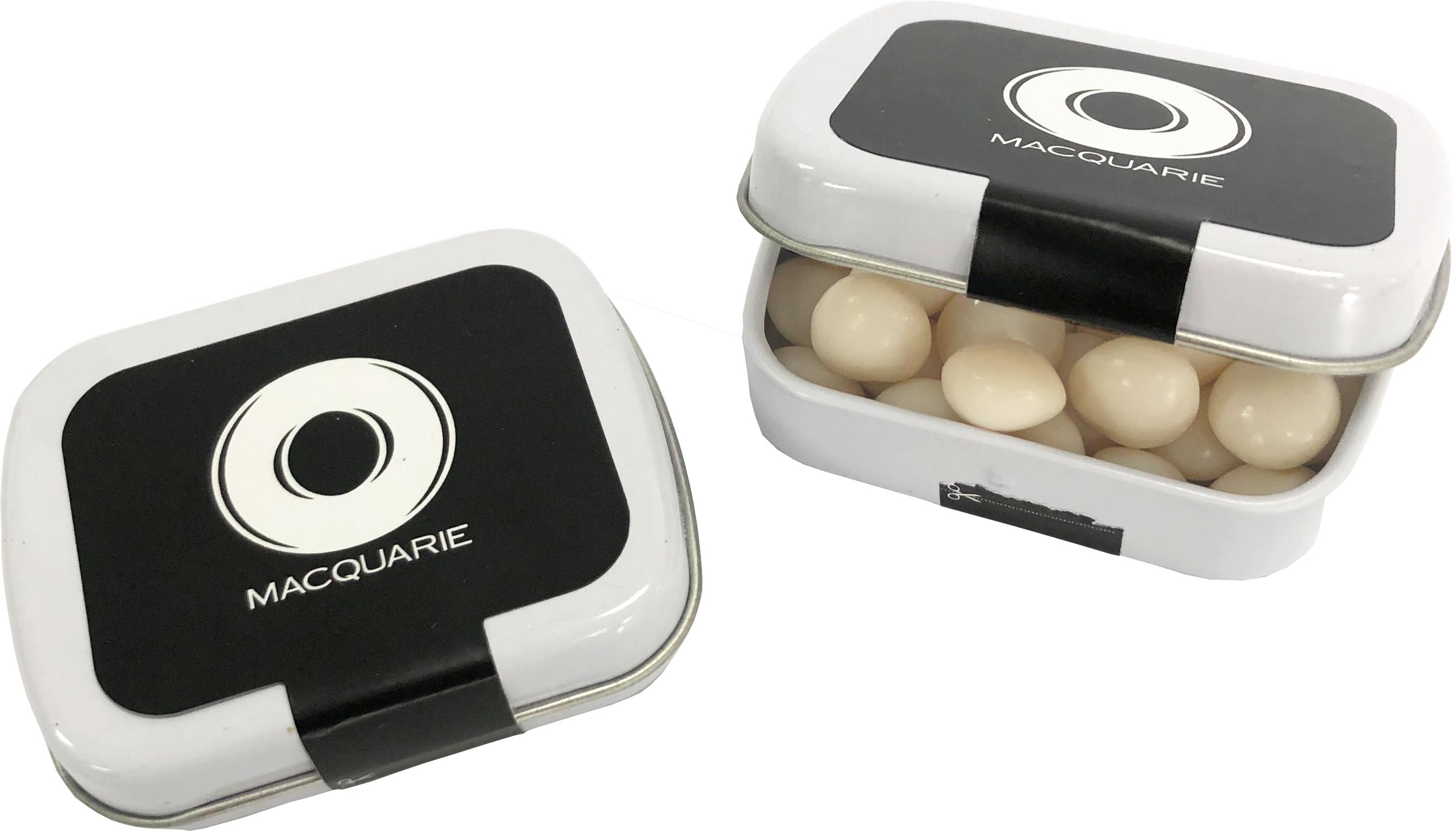Small Rectangle Tin filled with Chewy Mints 30g