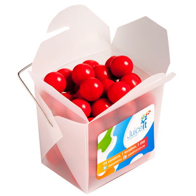 Frosted Noodle Box with Orange Choc Drops 100g