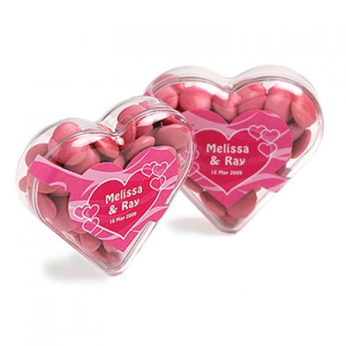 ACRYLIC HEART FILLED WITH CHOC BEANS 50G (Mixed Colours)