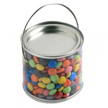 MEDIUM PVC BUCKET FILLED WITH CHOC BEANS 400G (Mixed Coloured)