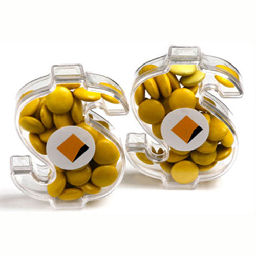 ACRYLIC DOLLAR FILLED WITH CHOC BEANS 40G