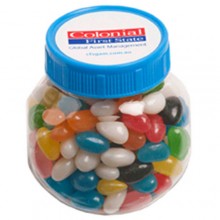 PLASTIC JAR FILLED WITH JELLY BEANS 170G (Corp Coloured or Mixed Coloured Jelly Beans)