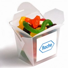 FROSTED PP NOODLE BOX FILLED WITH MIXED LOLLIES 100G