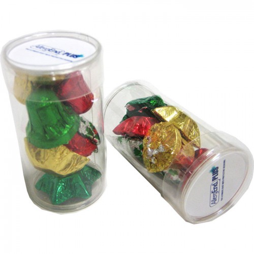 PET Tube filled with CHRISTMAS Chocolates 55g