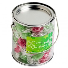 Big PVC Bucket filled with Christmas Twist Wrapped Boiled Lollies 550G
