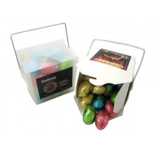 White Noodle Box with Easter Eggs